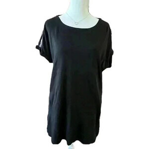 Chicos size 1 Black Tee with silver sleeve embellishments